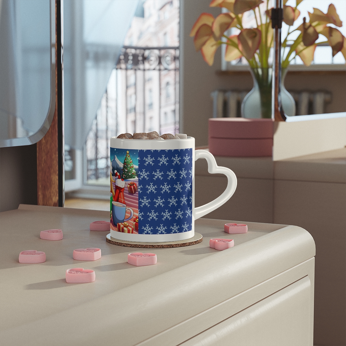 Starte deinen Tag mit Stil - unsere herzförmige Anime-Weihnachts-Tasse für Manga-Fans