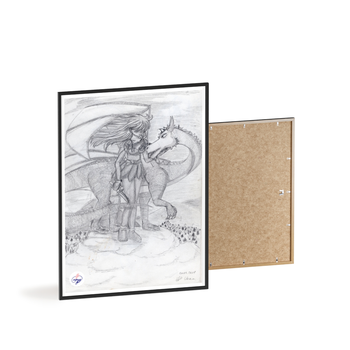 Manga-Poster mit Holzrahmen # 3 - Drachenbruder - Künstlerin Verena Heß