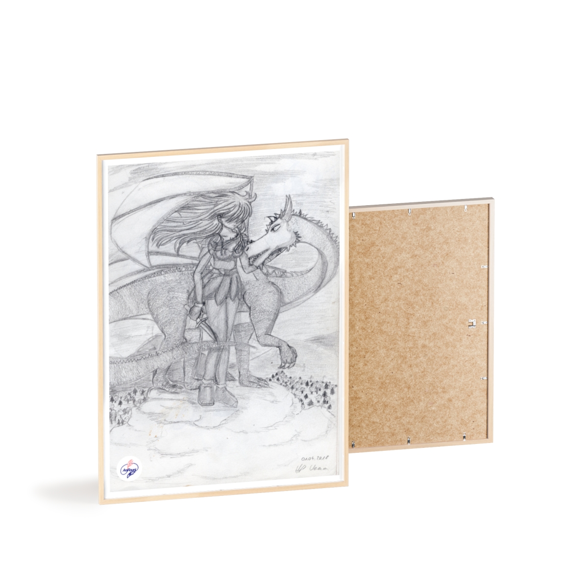 Manga-Poster mit Holzrahmen # 3 - Drachenbruder - Künstlerin Verena Heß