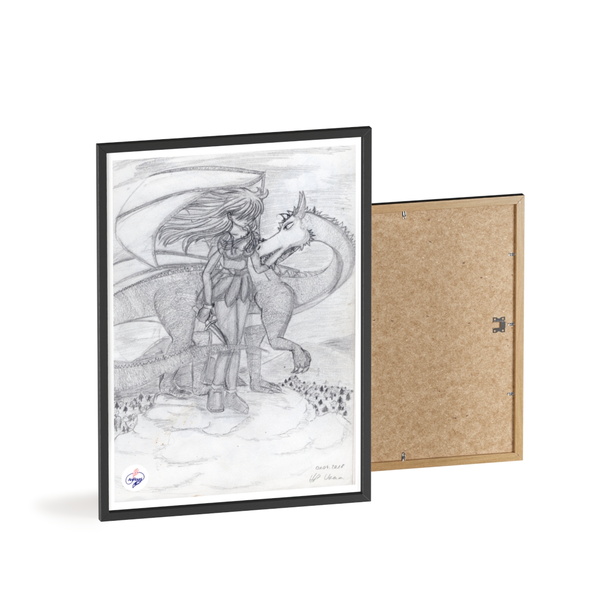 Manga-Poster mit Holzrahmen # 3 - Drachenbruder - Künstlerin Verena Heß