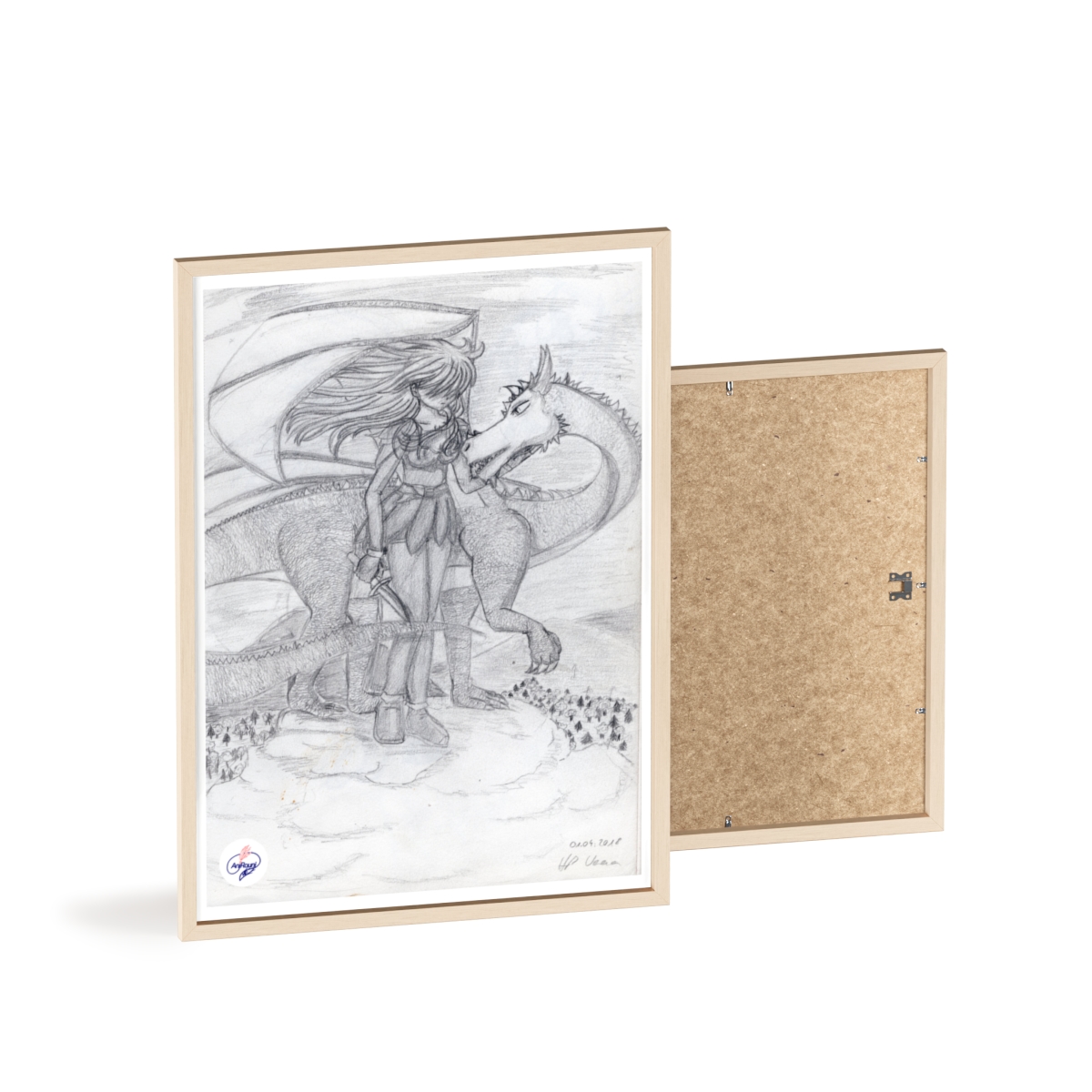 Manga-Poster mit Holzrahmen # 3 - Drachenbruder - Künstlerin Verena Heß