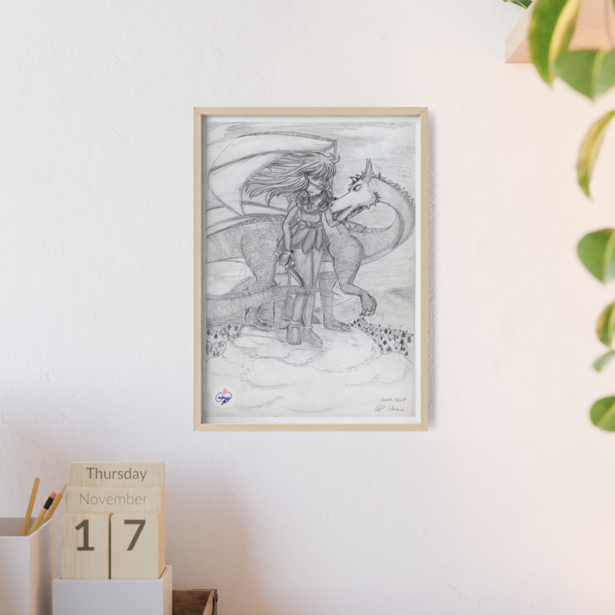 Manga-Poster mit Holzrahmen # 3 - Drachenbruder - Künstlerin Verena Heß