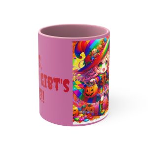 Bunte Hexe Halloween Kaffeetasse – ‘Süßes, sonst gibt’s Kaffee!’ – Farbenfroh und Charakterstark, 11oz