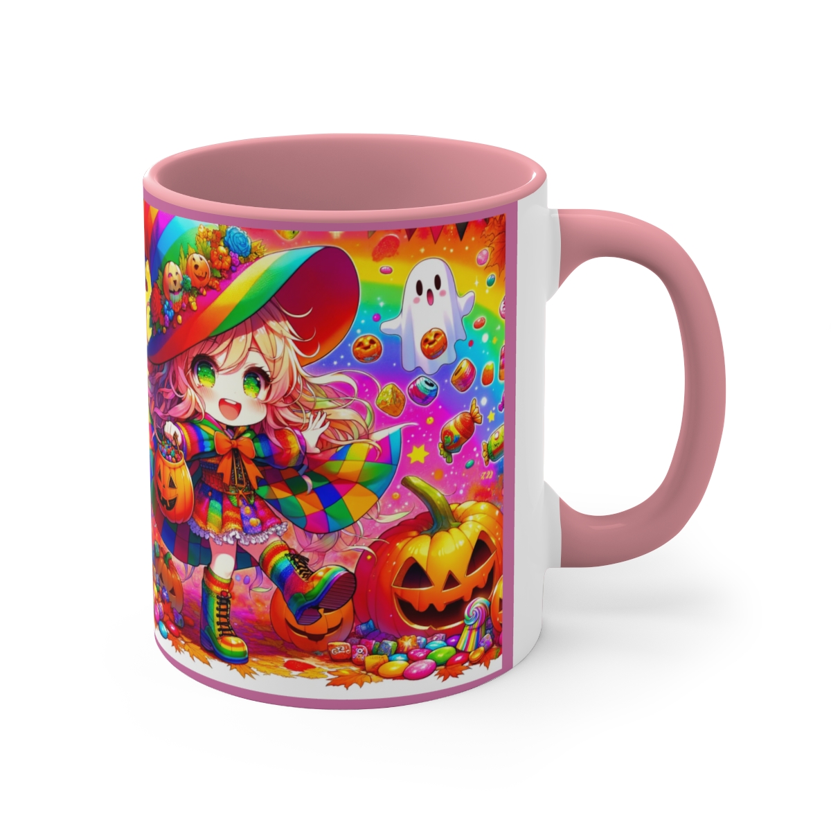 Bunte Hexe Halloween Kaffeetasse - 'Süßes, sonst gibt's Kaffee!' - Farbenfroh und Charakterstark, 11oz