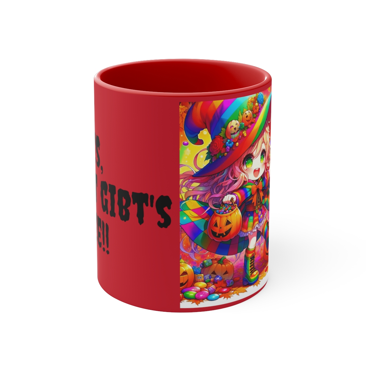 Bunte Hexe Halloween Kaffeetasse - 'Süßes, sonst gibt's Kaffee!' - Farbenfroh und Charakterstark, 11oz