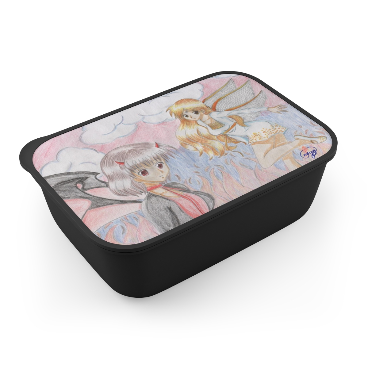 PLA Bento Box with Band and Utensils - Angel and Devil